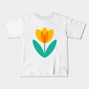 Yellow Tulip in White by Suzie London Kids T-Shirt